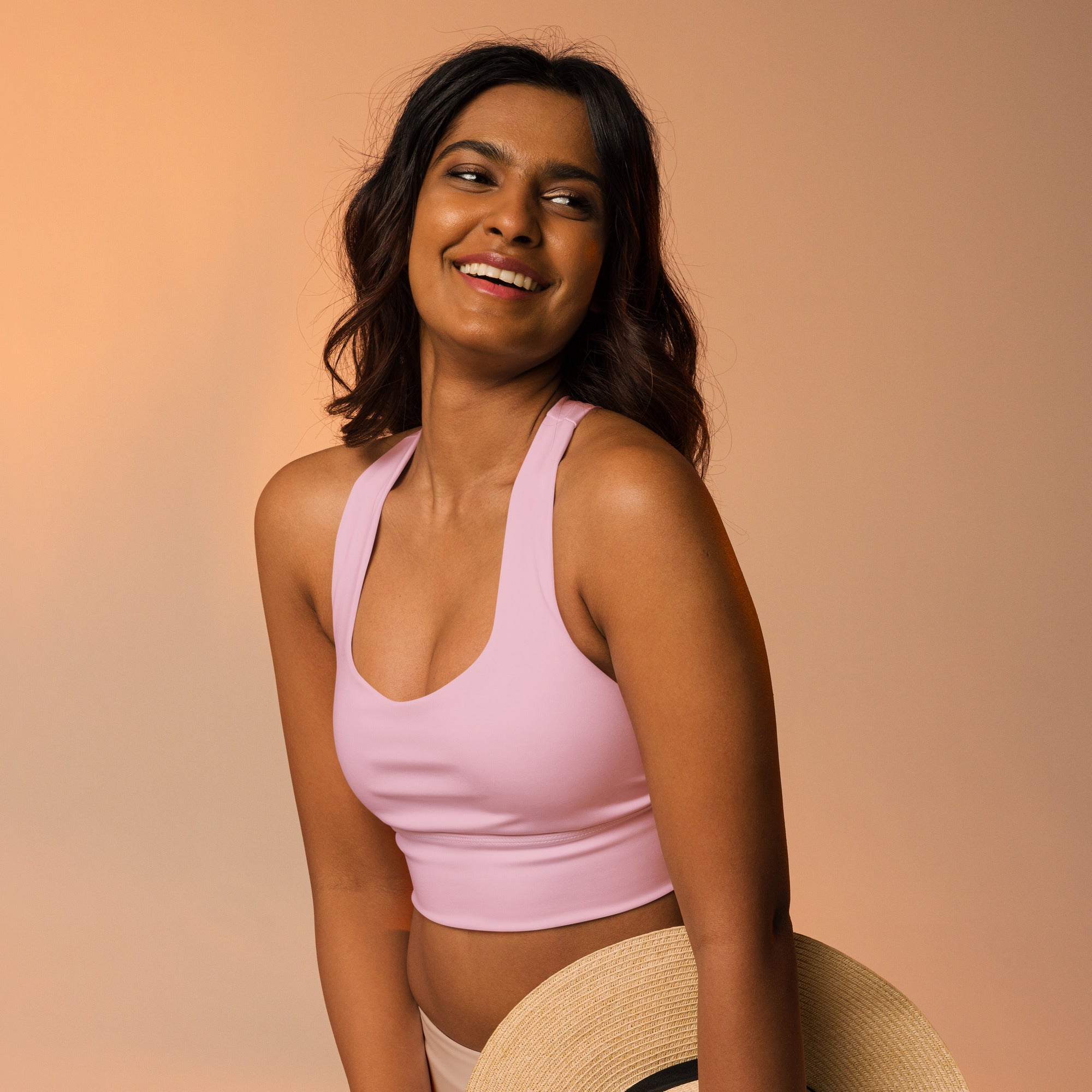 Pastel Pink Longline Sports Bra